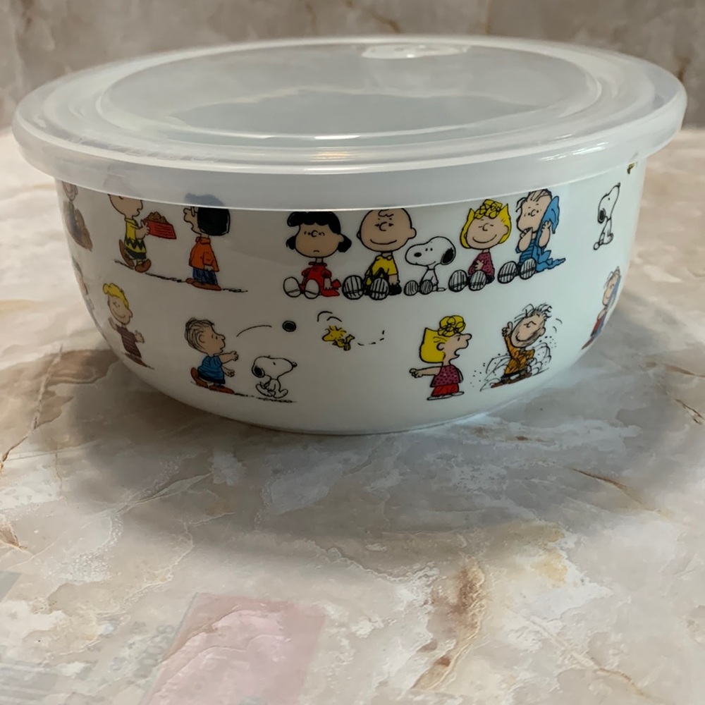 Peanuts: peanut gang large covered bowl.
